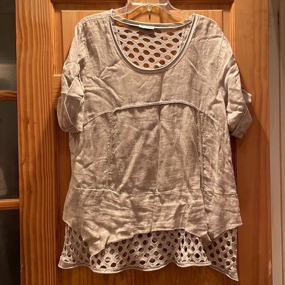 Taupe Rolled Cuff Sleeve Top main image 0